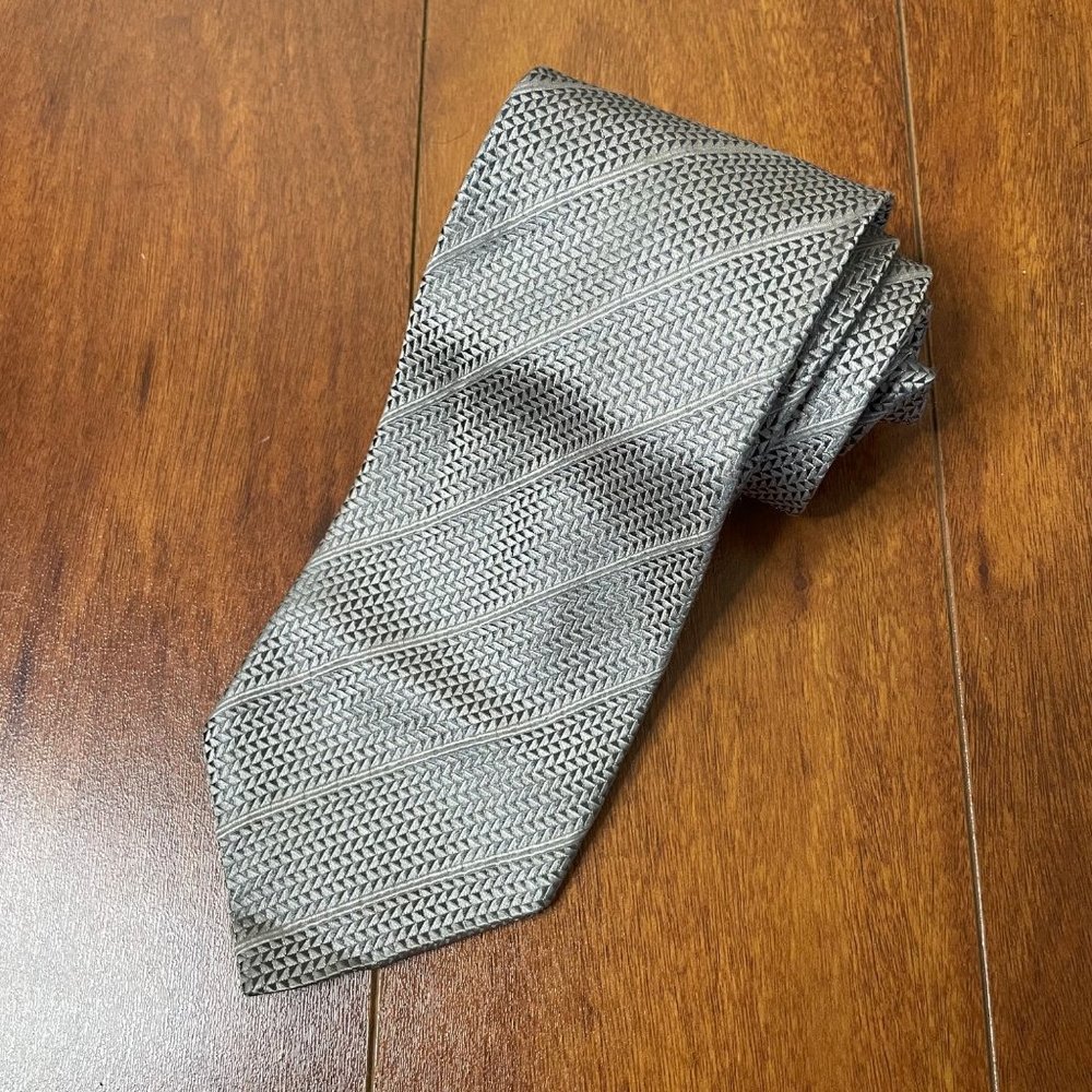 Ermenegildo Zegna Silk Neck Tie Silver Gray - Picture 2 of 9